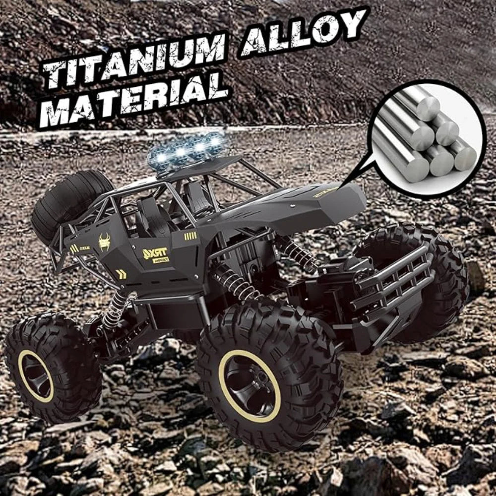 2 Batteries 1:12 Rock Crawler Rechargeable Off Road Truck 4WD  Metal Shell LED Headlights RC Remote Control Off Road Car Truck